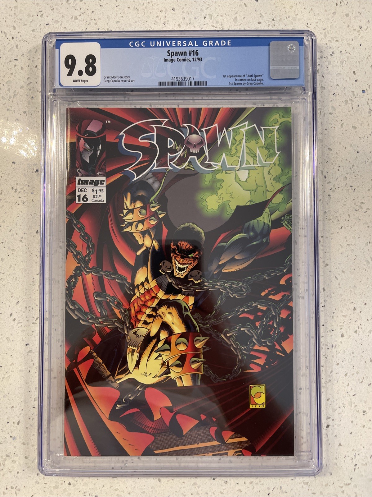 SPAWN 16 CGC 9.8 1ST APP ANTI-SPAWN IN CAMEO WHITE PAGES