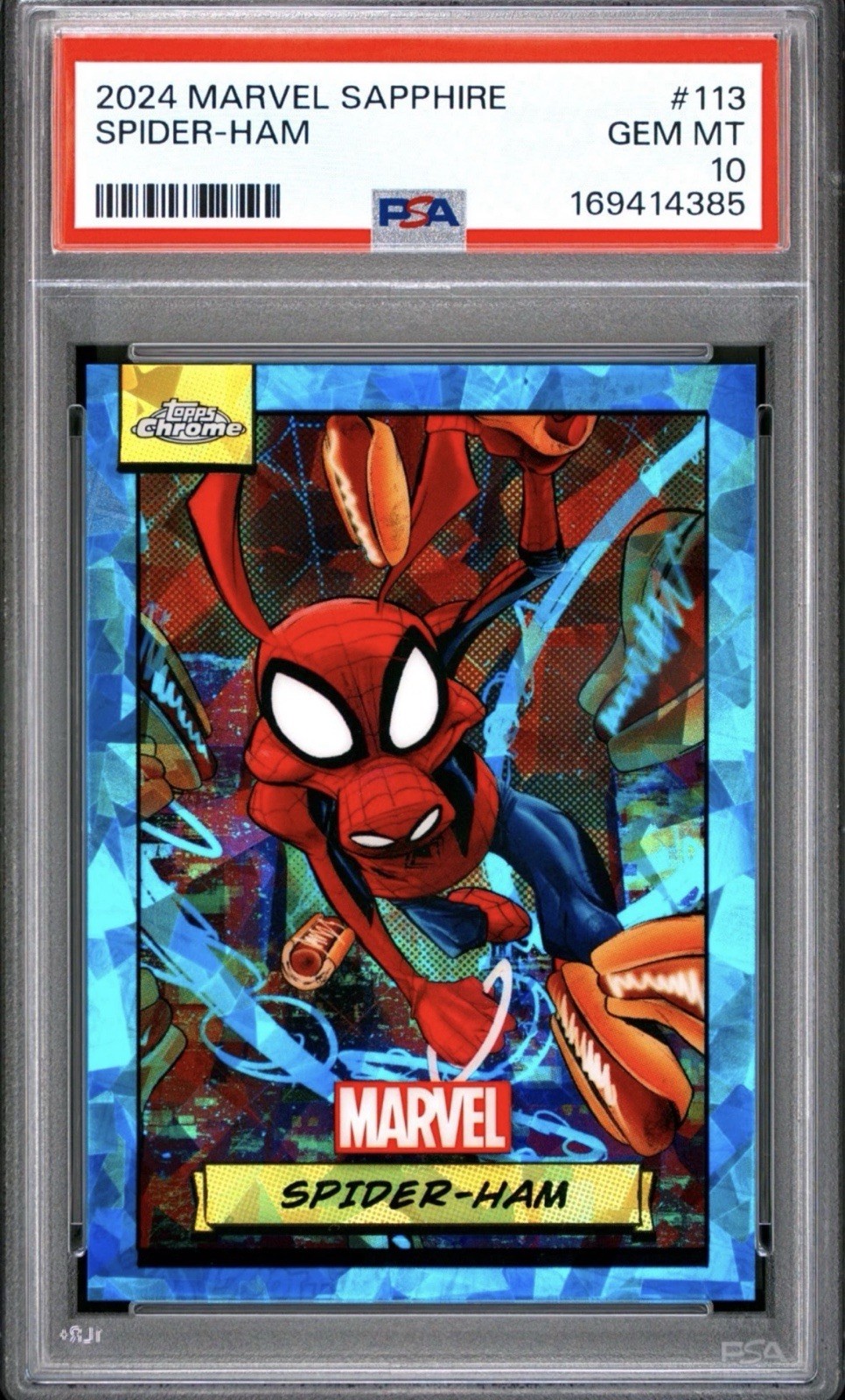 2024 Topps Chrome Marvel Sapphire Spider-Ham #113 PSA 10 Pop 10 First Year