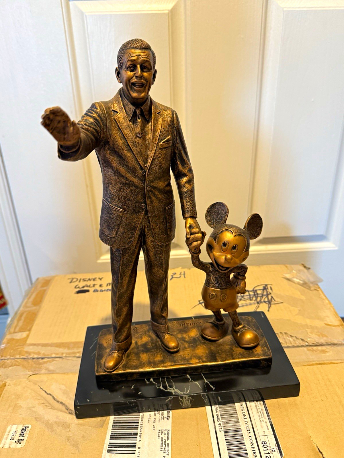 Walt Disney & Mickey Mouse Cold Cast Bronze Partners Statue Blaine Gibson RARE
