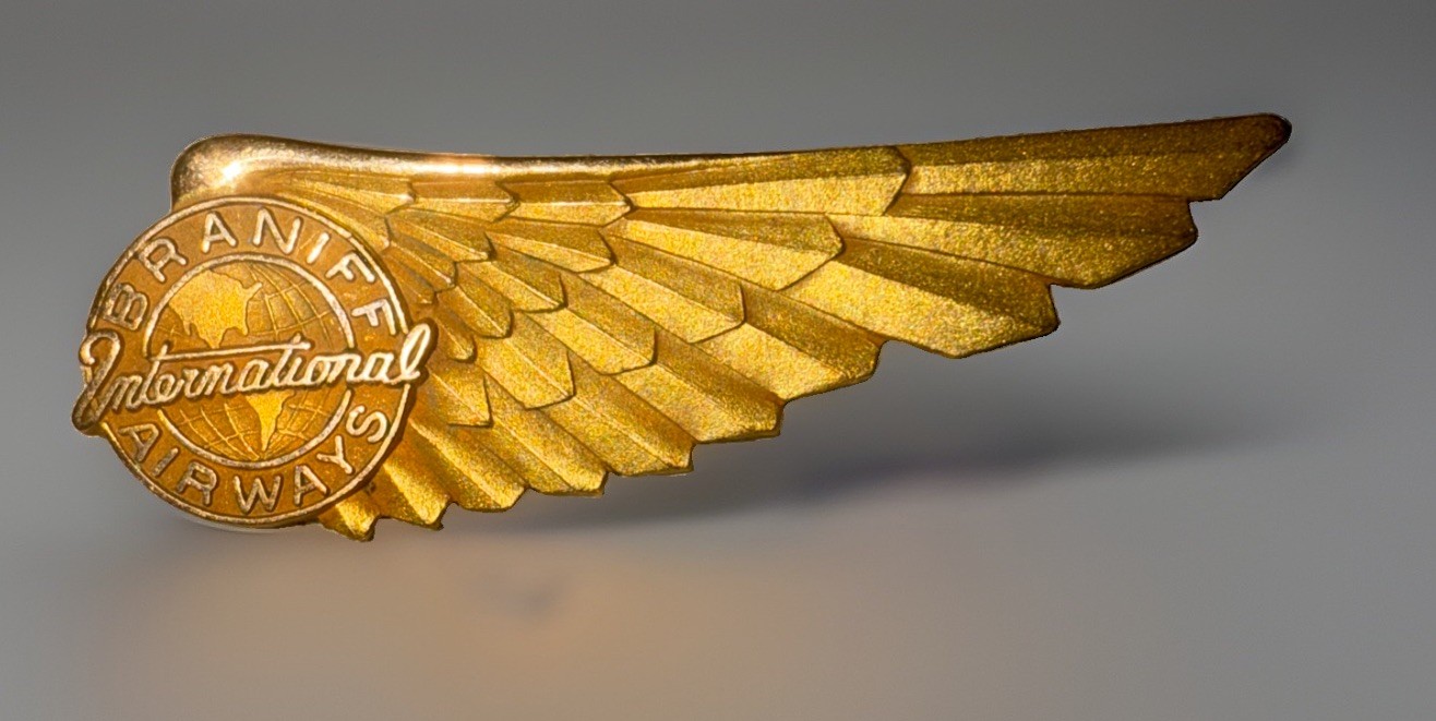 Vintage Braniff Airways Flight Stewardess 10k Gold Filled Wings Badge Airlines