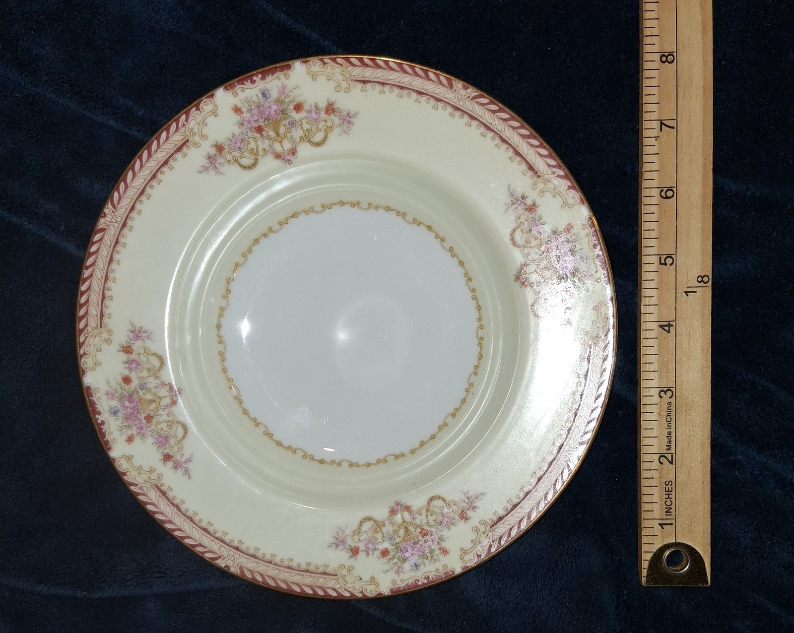 Vintage Noritake Occupied Japan Floral Gold Scroll Rim Soup Bowl 8.25\