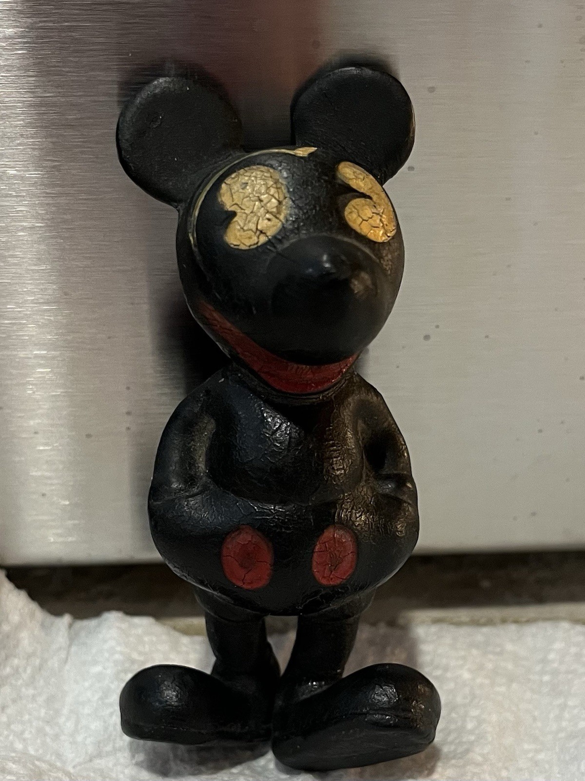 Seiberling Walt Disney Mickey Mouse Figurine Black Rubber Latex 1930’s