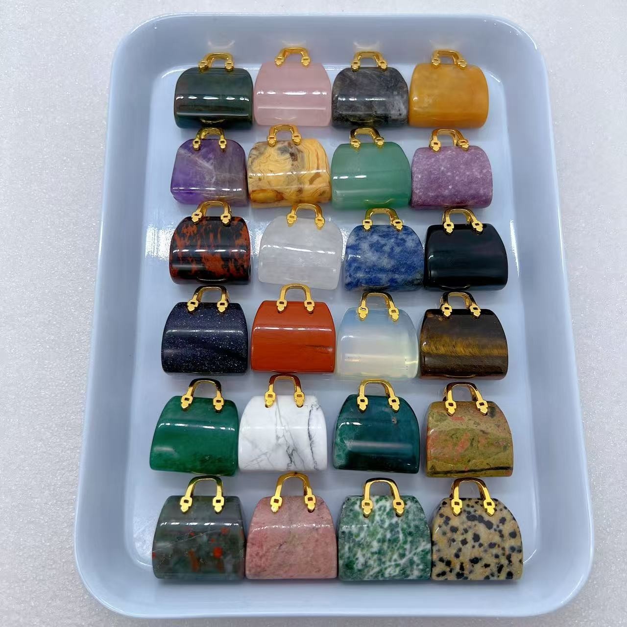 5pc Natural Mixed Quartz carved Small bag crystal reiki healing gift random