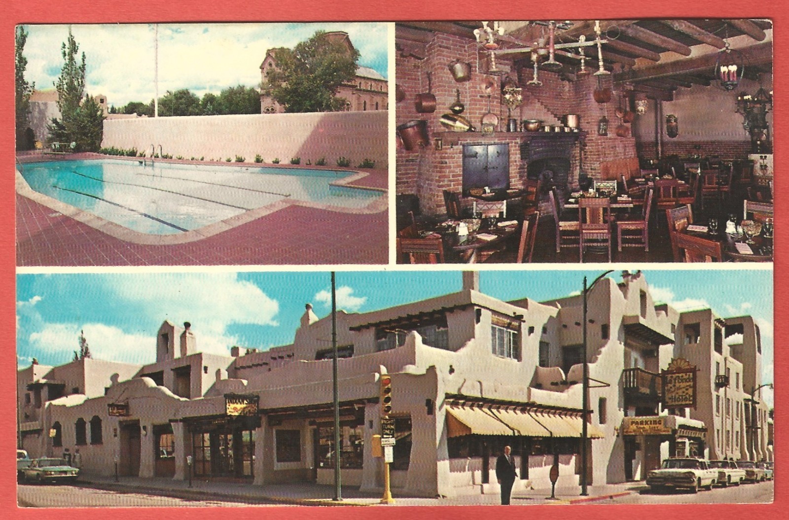 LA FONDA HOTEL, SANTA FE, NEW MEXICO – 1967 Postcard - La Cantina Room