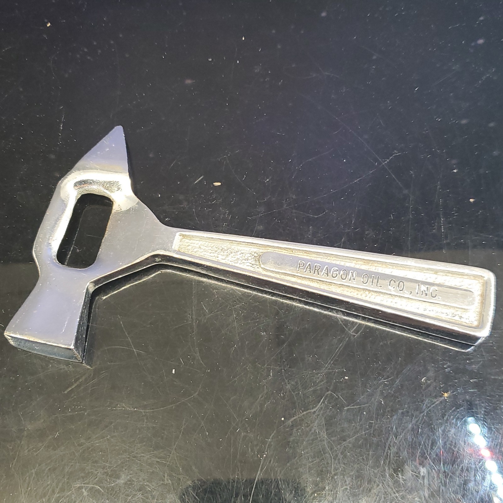 VTG Paragon Oil Co. Inc. Chrome Metal Hammer Shaped Bottle Opener 6\