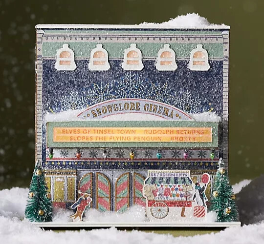 Anthropologie Emily Taylor Light-Up Holiday House Movie Theatre Snowglobe Cinema