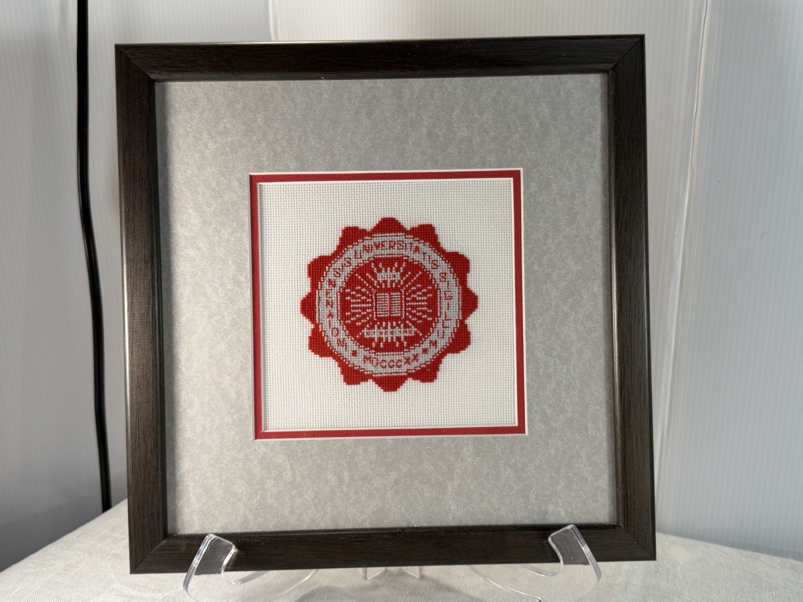 Indiana University Official Seal Framed Cross Stitch