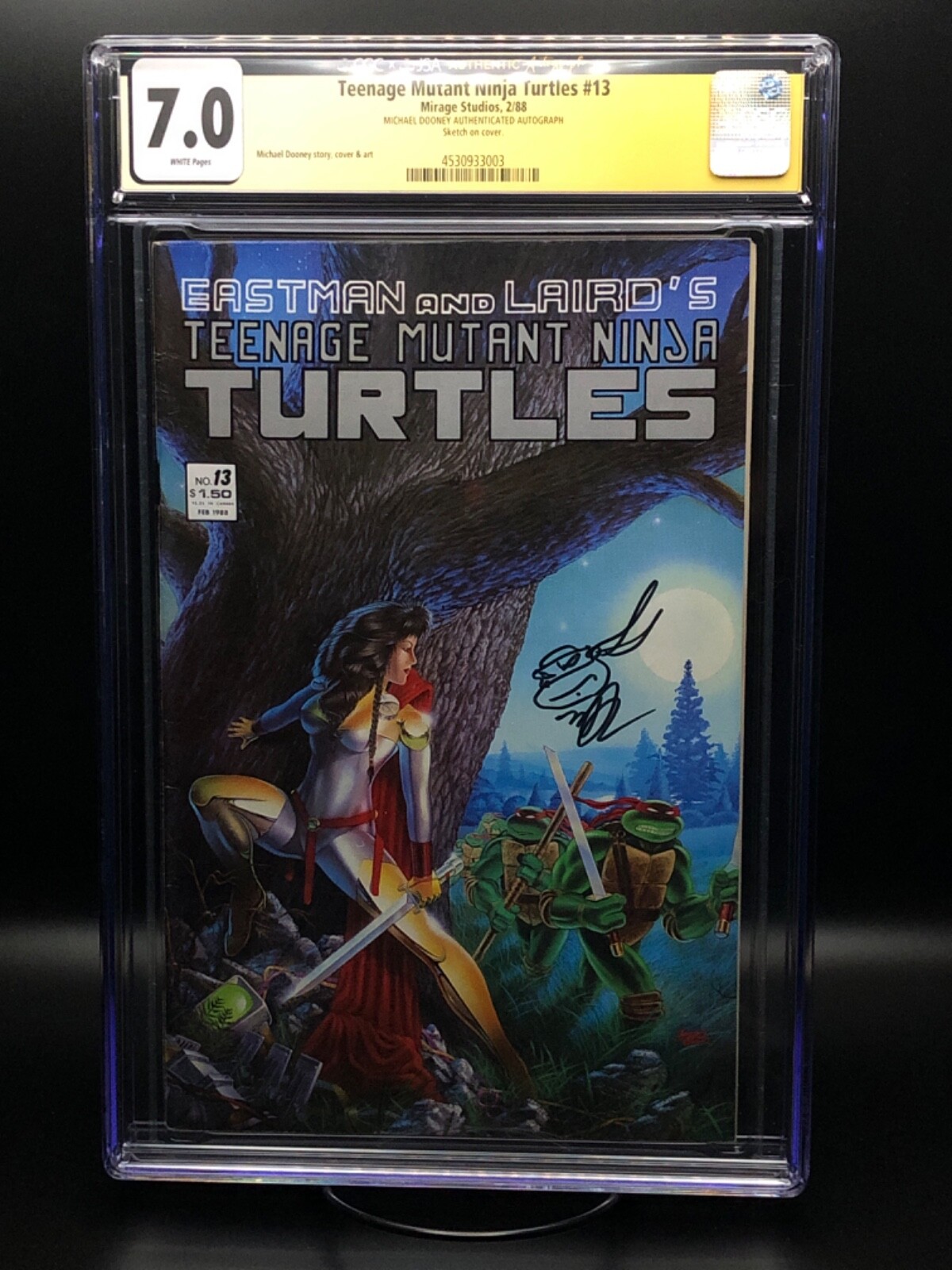 Teenage Mutant Ninja Turtles #13 CGC 7.0 JSA Signed and Sketch by Michael Dooney