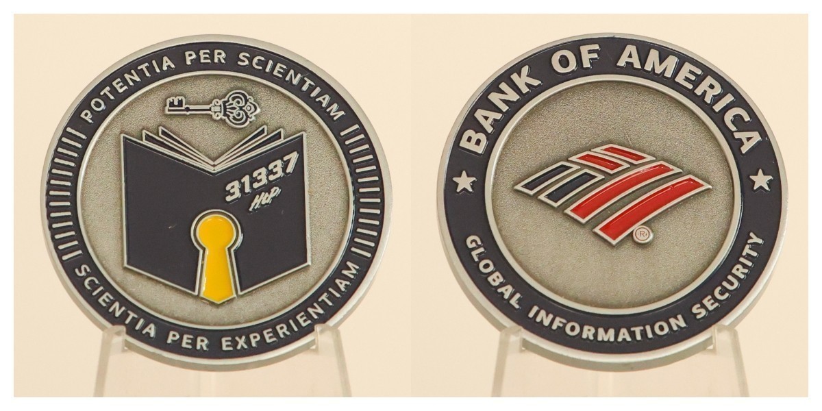 Bank of America Global Information Security 31337 Challenge Coin  3#G