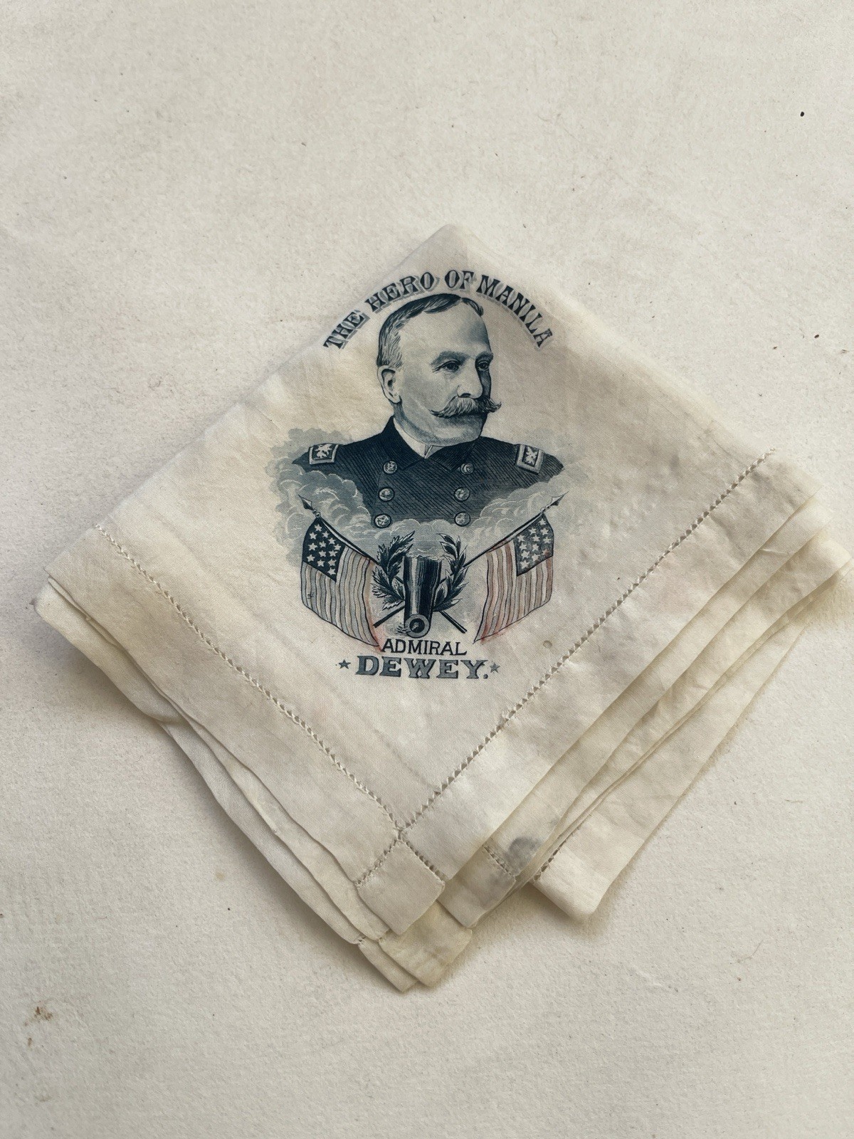 1898 Admiral George Dewey Silk Handkerchief Hero of Manila Spanish American War