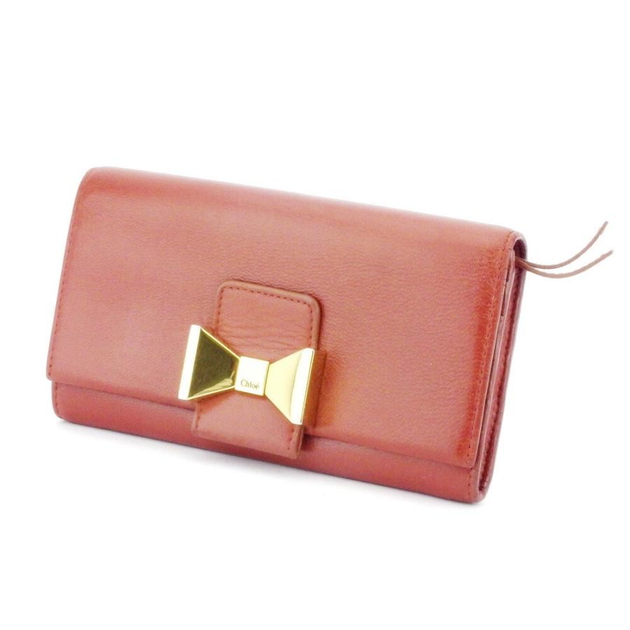 Chloe Brown Leather Long Wallet with Metal Ribbon for Ladies (Ages 14+)