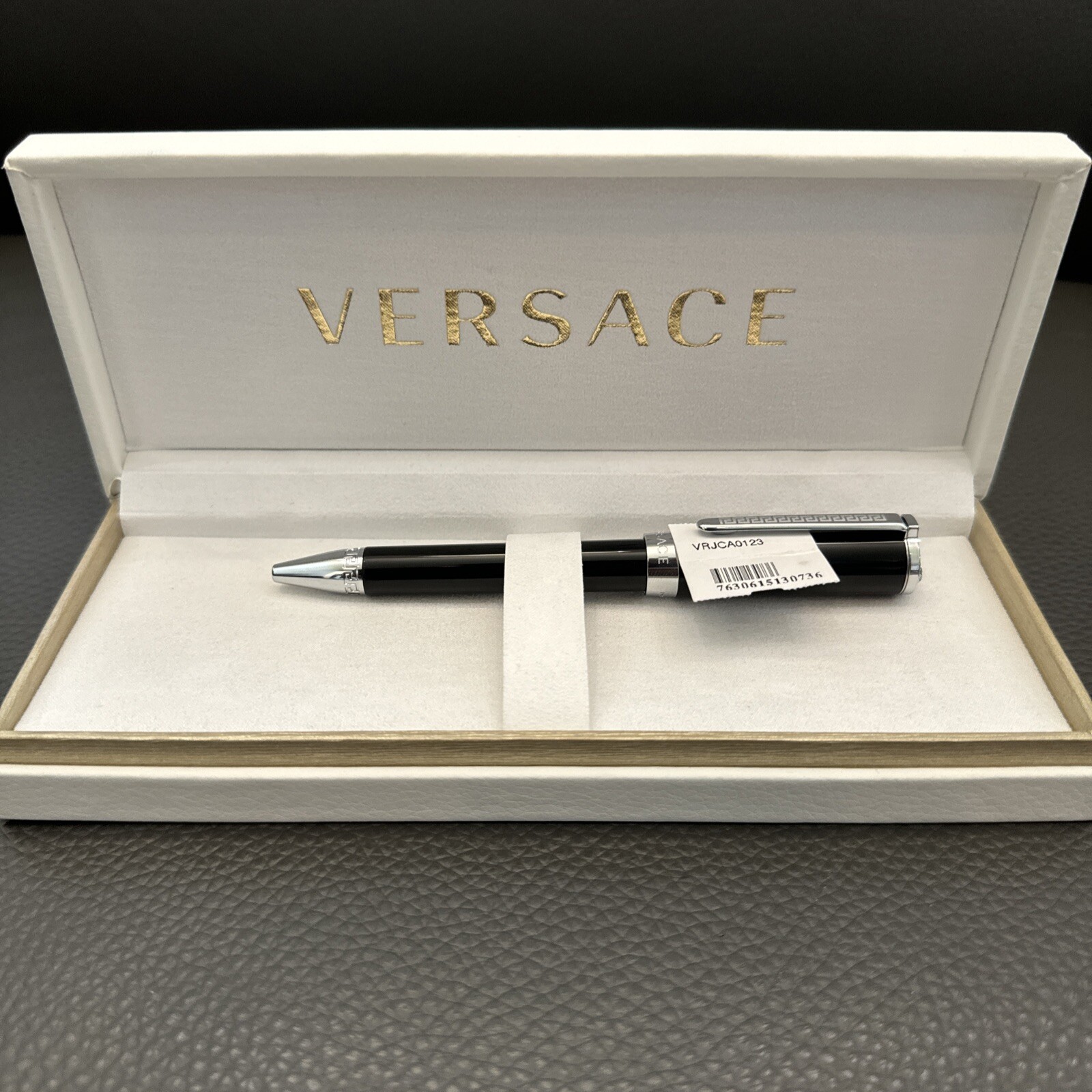 Versace VRJCA0123 Olympia Black Silver Ball Point Blue Ink Pen