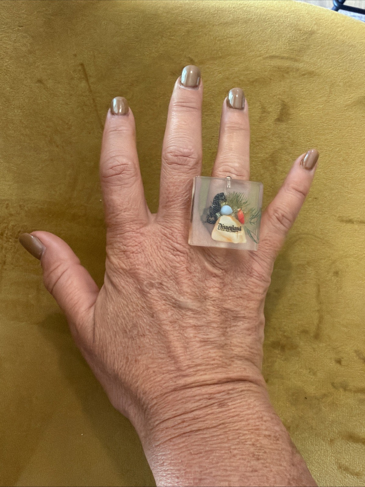 VTG Disneyland Souvenir Repurposed Lucite Statement Ring OOAK Handmade Disney