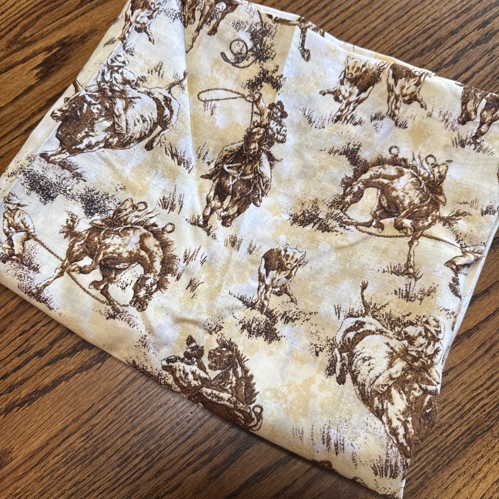 Rare 2009 Western Cowboy Rodeo Cattle Rancher Fabric Panel 43\