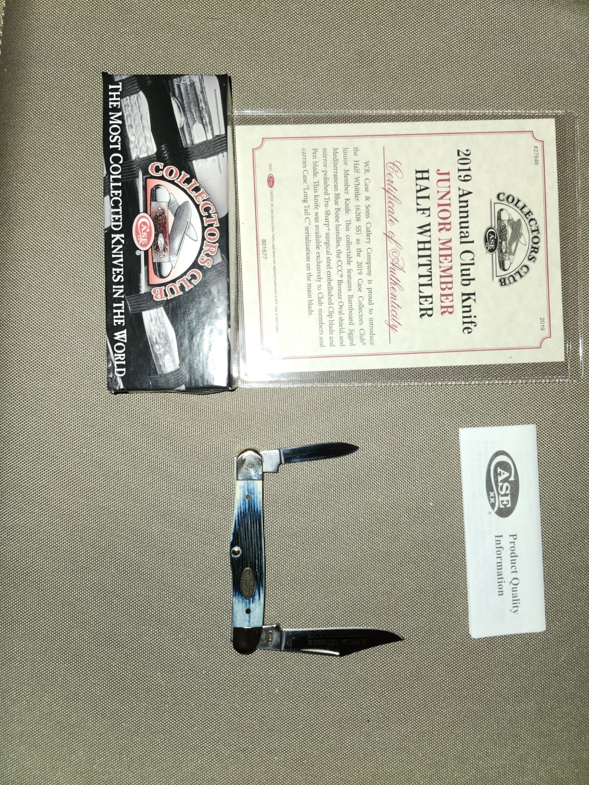 Case XX 2019 Collectors Club Half Whittler 6208 SS 2-Blade Blue Bone