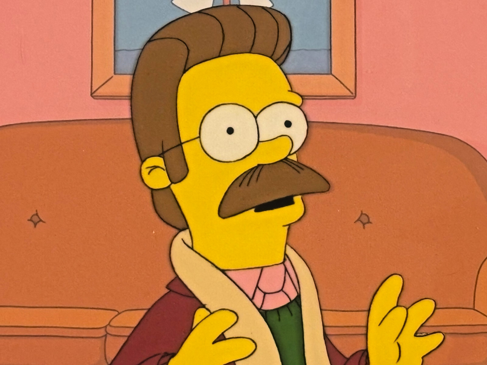 The Simpsons - FLANDERS Original Production Animation Cel with COA - FRAMED