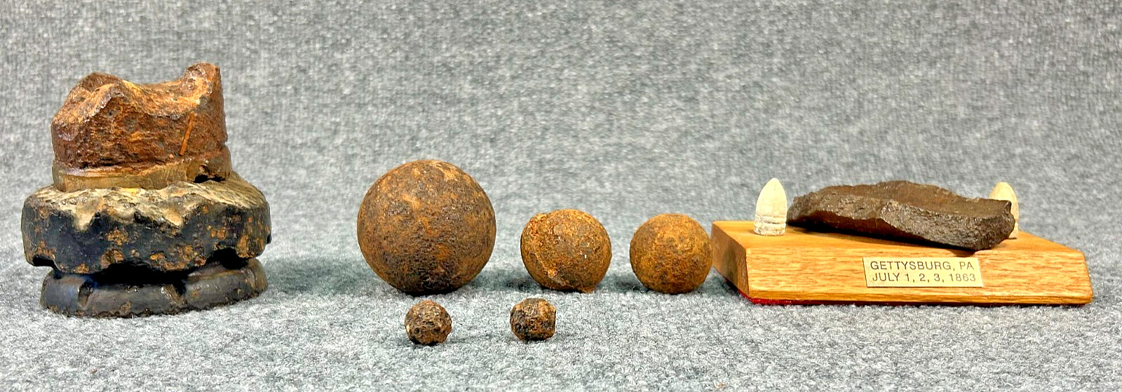 Antique 1863 American Civil War Artillery & Bullet Artifacts - Gettysburg Set