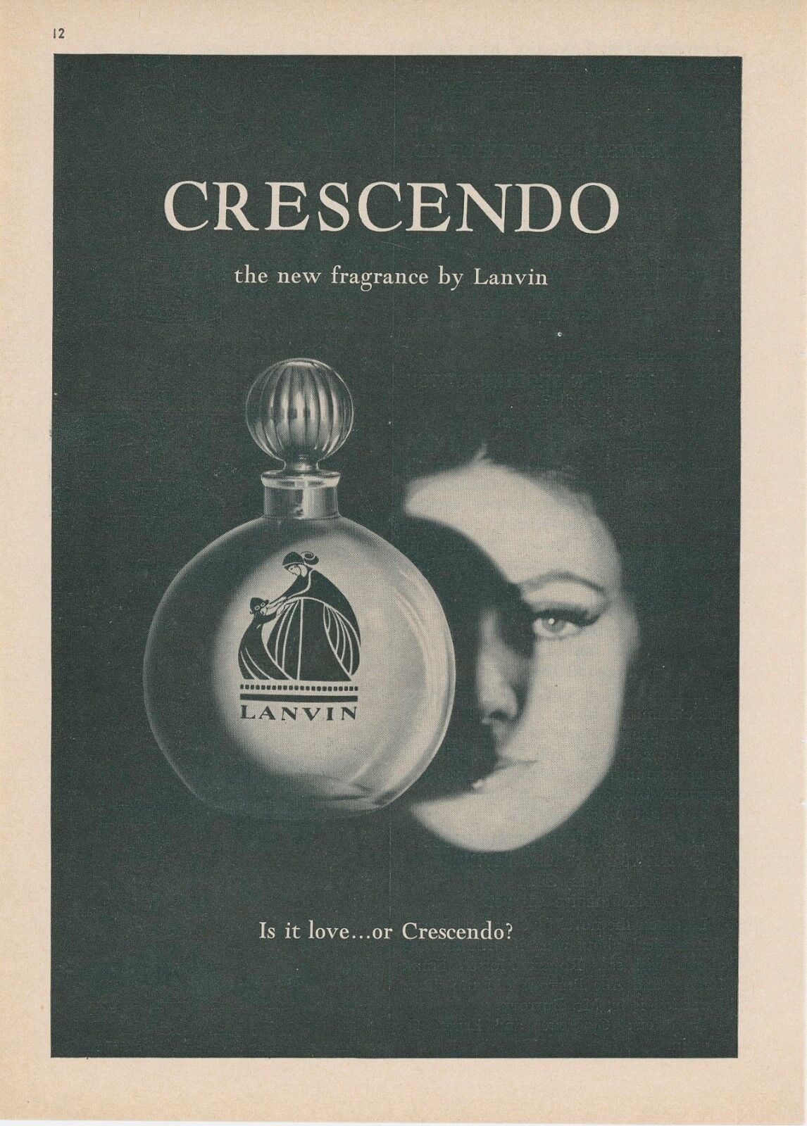 1961 Lanvin Crescendo Perfume Ad Vintage Retro Mid Century Modern Beauty