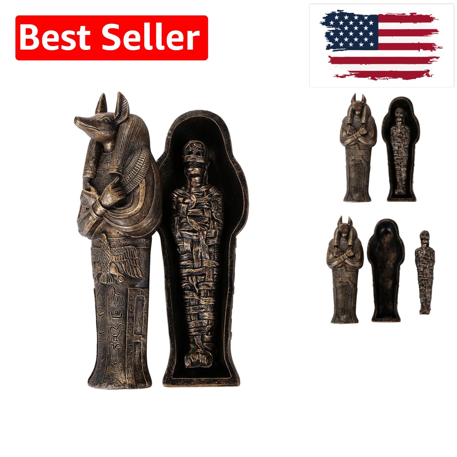 Gorgeous 5.5 Inch Egyptian Anubis Sarcophagus Coffin - Perfect for Collectors