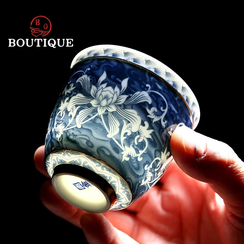 140ml Blue and White Porcelain Tea Cup Chinese Jingdezhen Small Tea Bowl