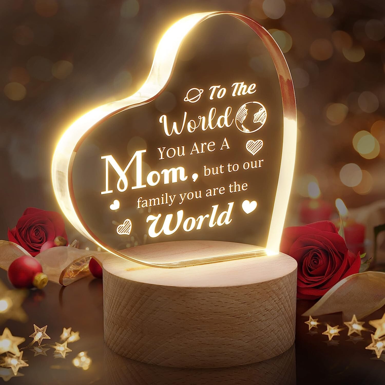 Acrylic Keepsake Gift For Mom USB Powered Base Night Light