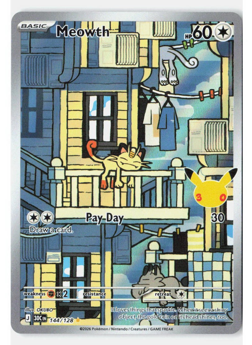 Meowth Holofoil[30C - 144/128] (NM) Pokemon