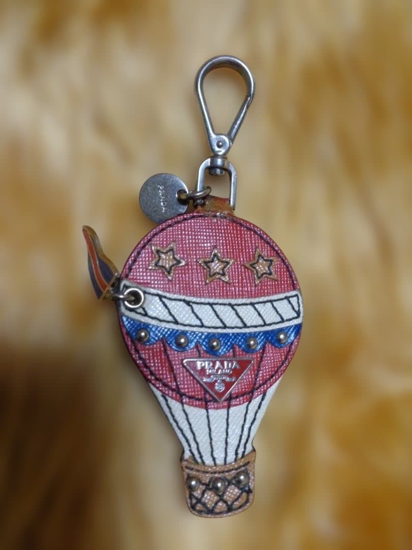 Prada Balloon Design Key Chain with Stars & Stones Leather Clip Accessories