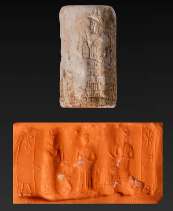 Authentic  Old Babylonian Cylinder Seal - Ancient Mesopotamian Artifact