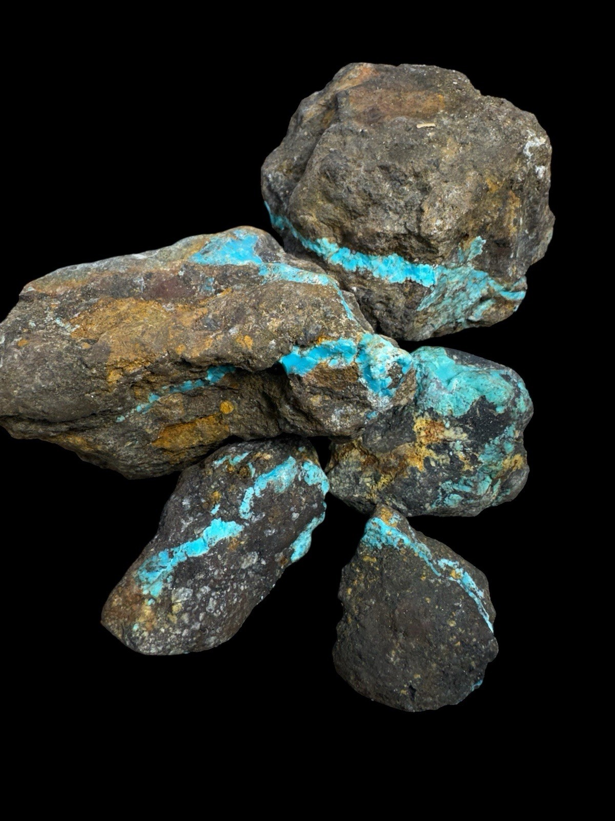 Hubei turquoise stabilized , brown and yellow host rock very nice Thick blue ban