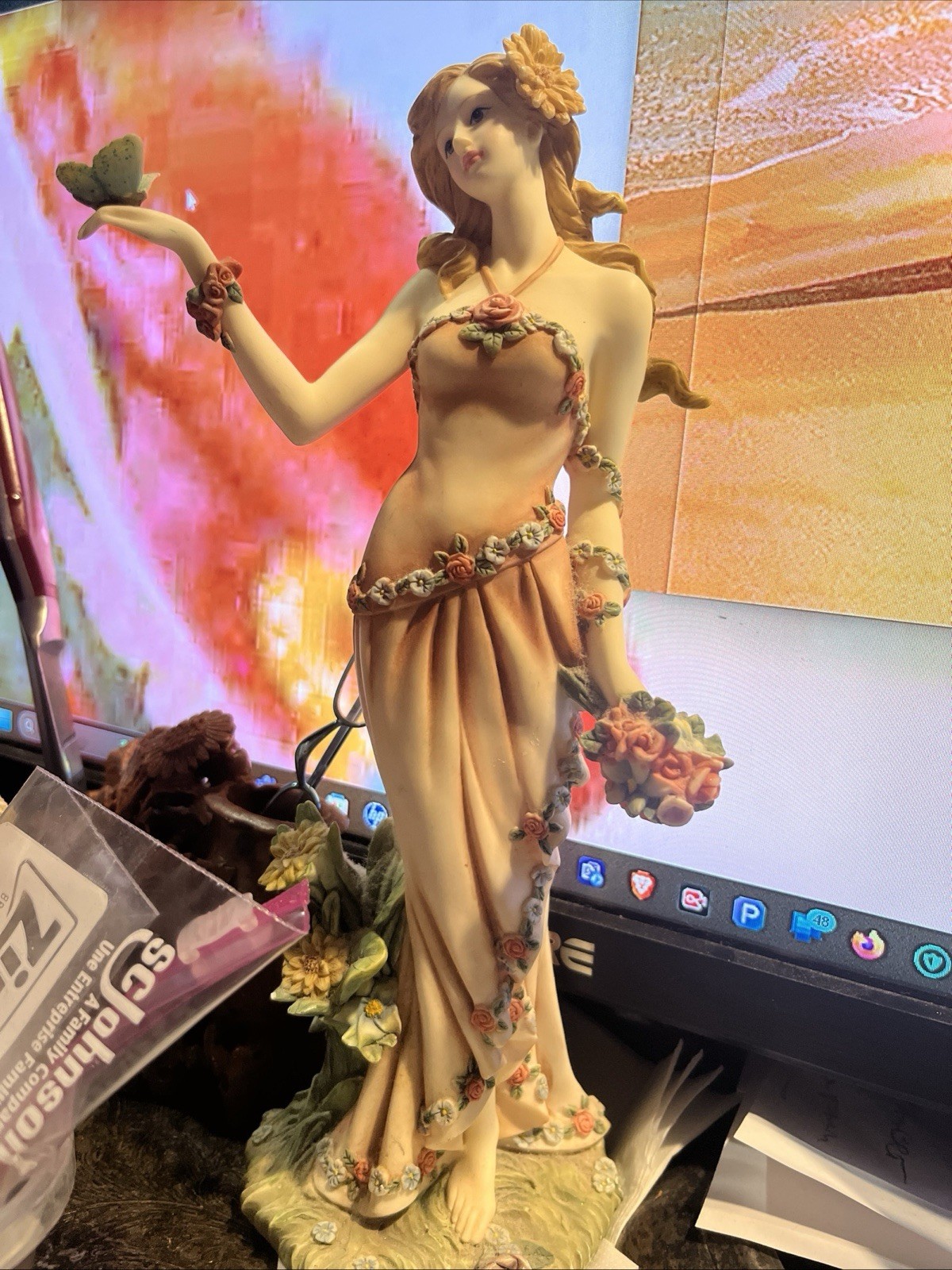 \'Summer\' Collectible Lady Figurine Flowers and Butterfly 2004 Model 12228-04