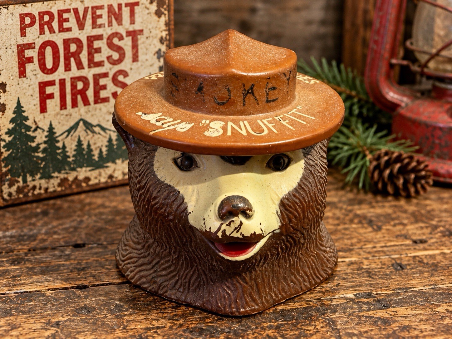 VINTAGE SMOKEY BEAR SNUFFIT MAGNETIC DASHBOARD SNUFFER ASHTRAY RARE PETROLIANA VINTAGE SMOKEY BEAR SNUFFIT MAGNETIC DASHBOARD SNUFFER ASHTRAY RARE PETROLIANA