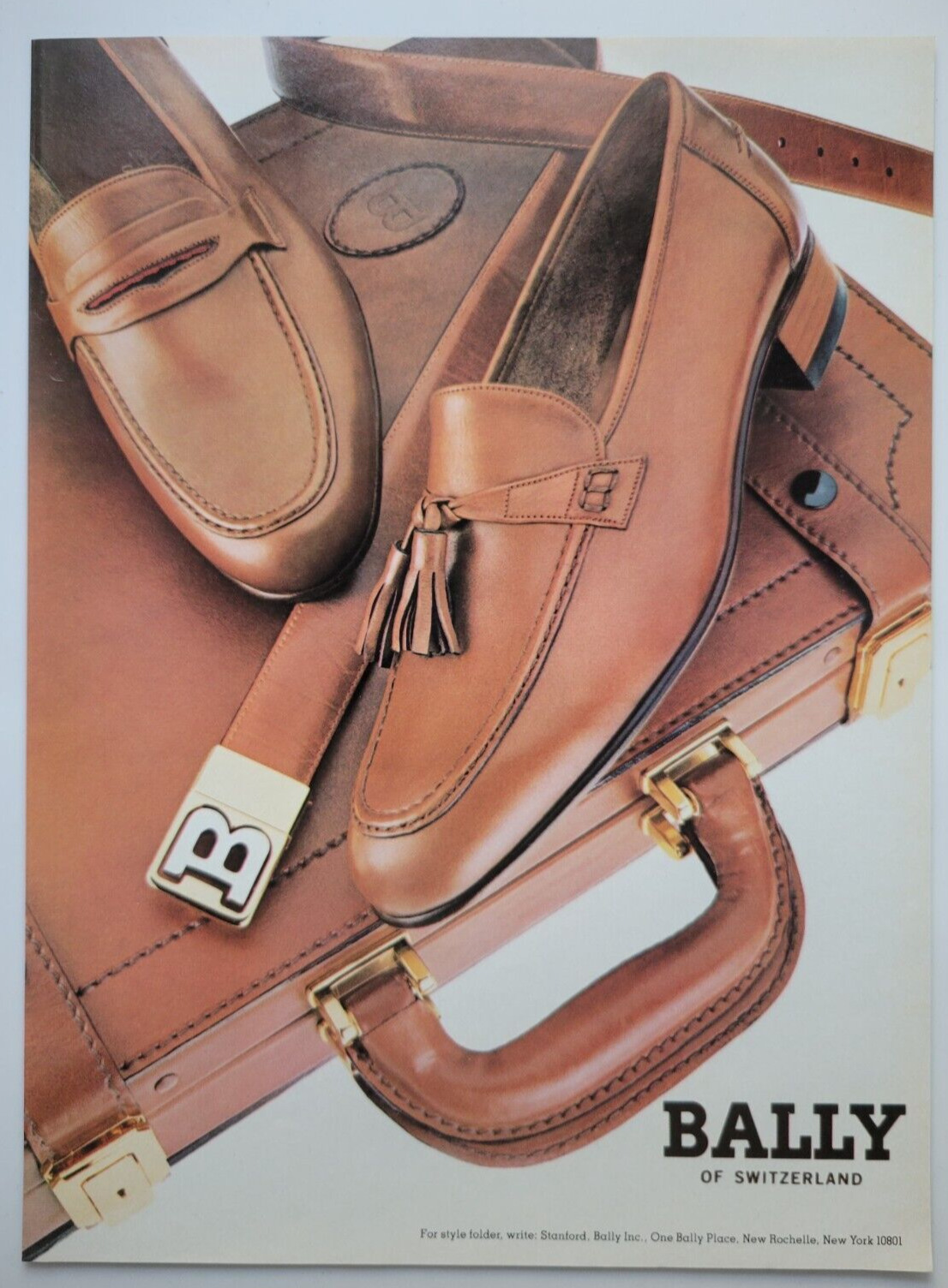 Bally Switzerland Accessories Shoes Leather 1982 New Yorker Print Ad 8x10.5\