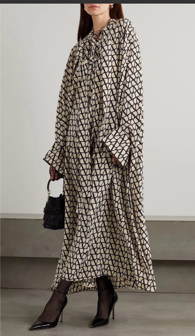 $6500 Valentino LOGO Toile Iconographe silk kaftan dress SOLD OUT EVERYWHERE
