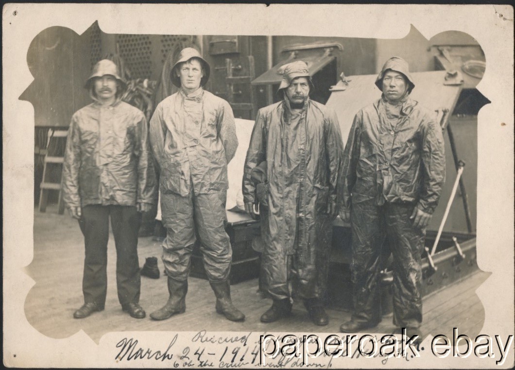 1914 Rescued Ship\'s Crew March 24, 1914 Off Cape Henry, Virginia Original Photo