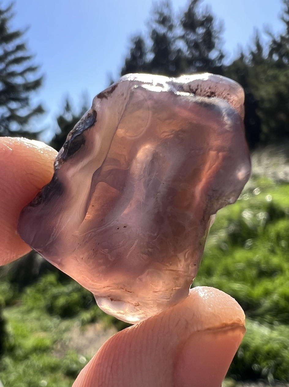 Lightly Polished 1970’s Holley Blue Agate; 11.20g Banded Doorway, cabbing rough