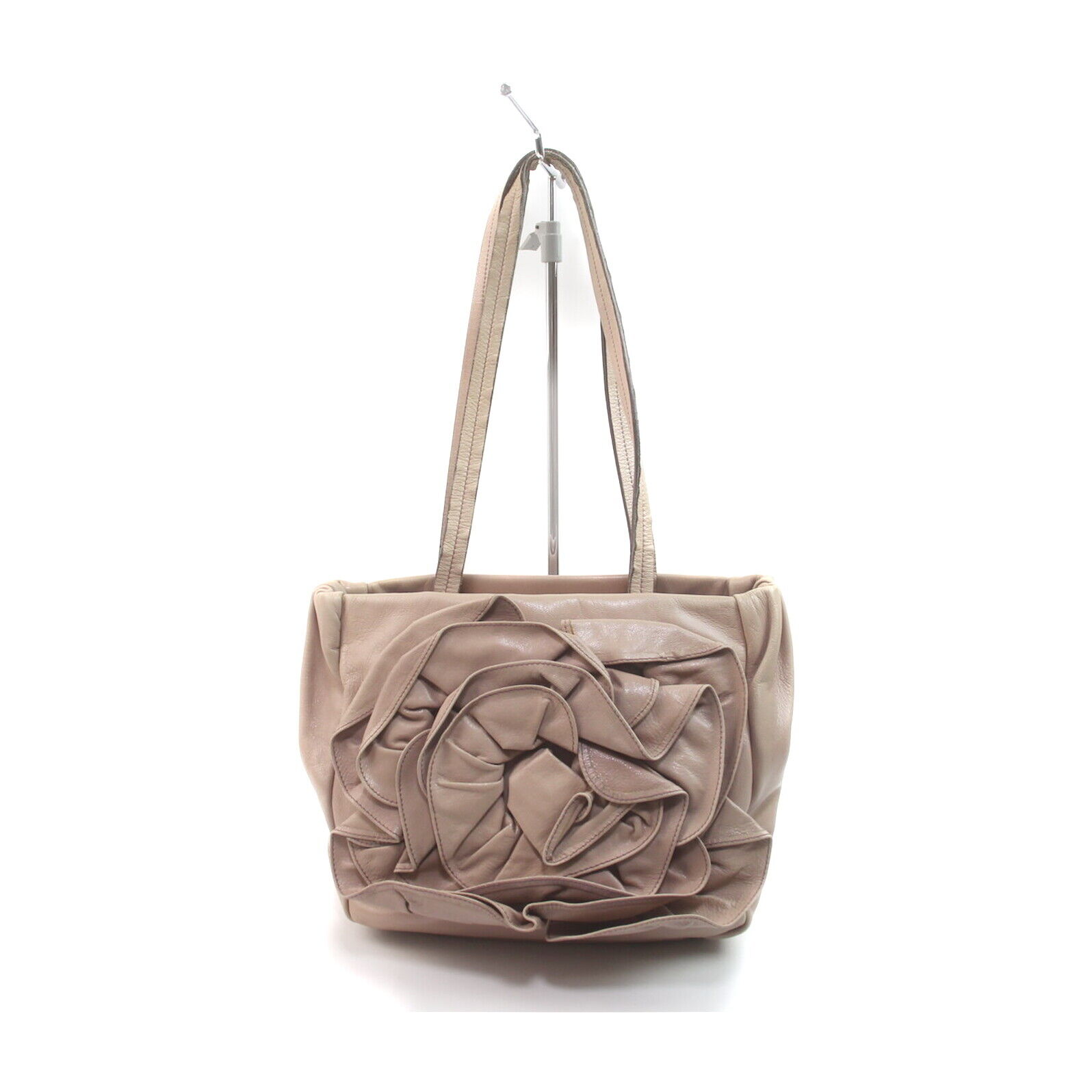 Yves Saint Laurent Shoulder Bag Flower Tote Bag Pinks Leather 1727172