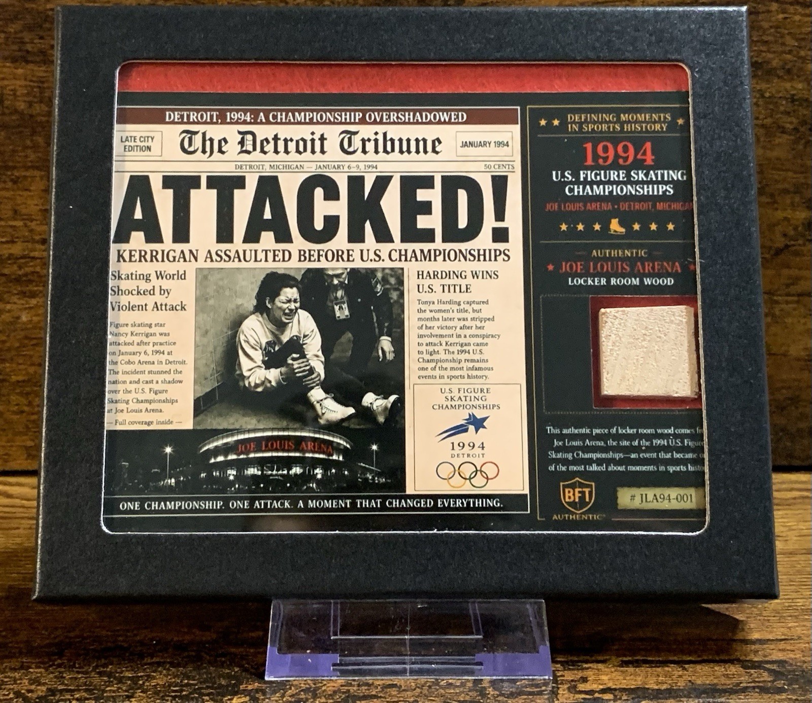 1994 Nancy Kerrigan Attack Joe Louis Arena Locker Room Wood Relic BFT