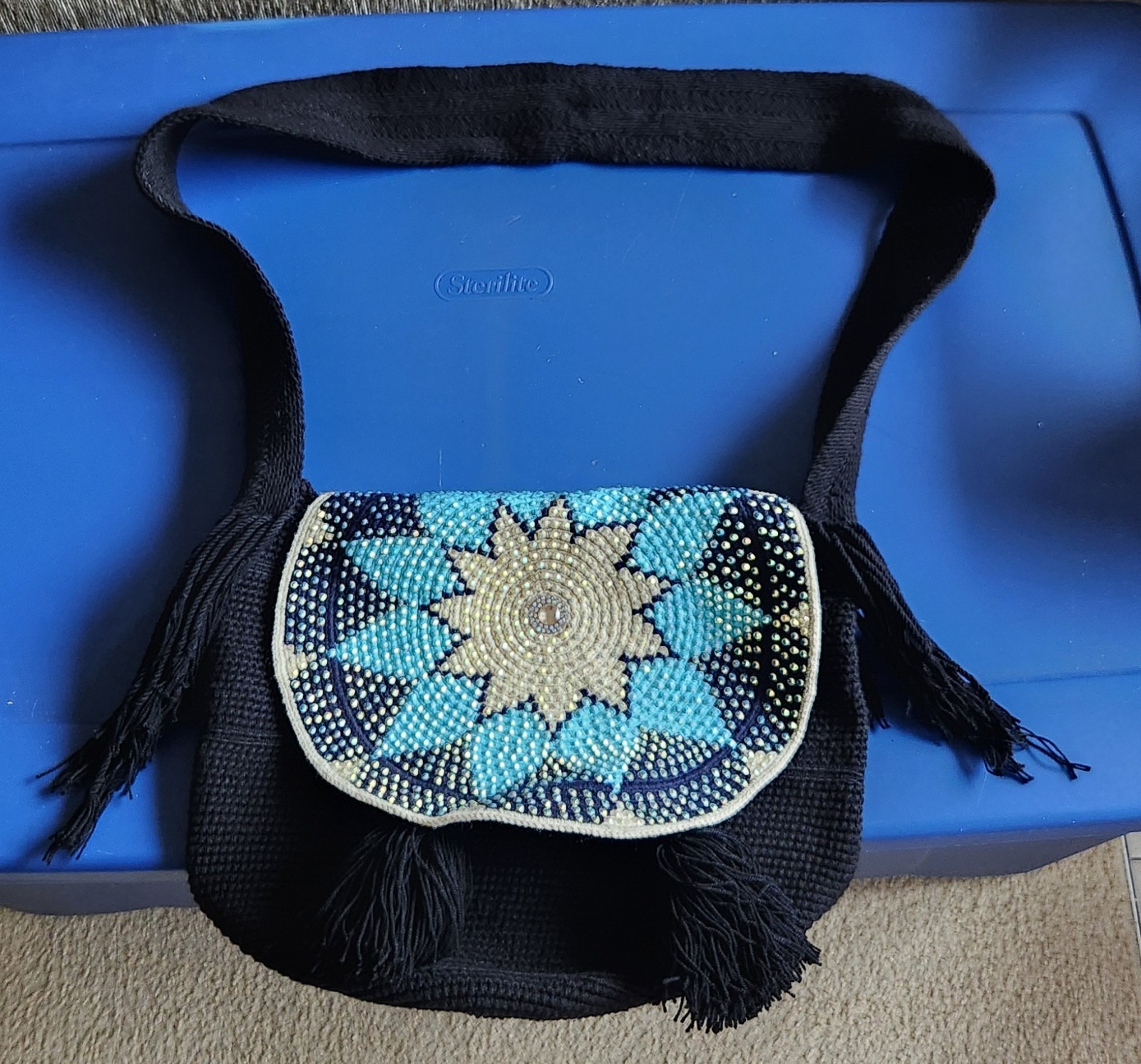 Native Wayuu Tribe Columbia Handmade Masterpiece Shoulder Purse Rare One Of Kind