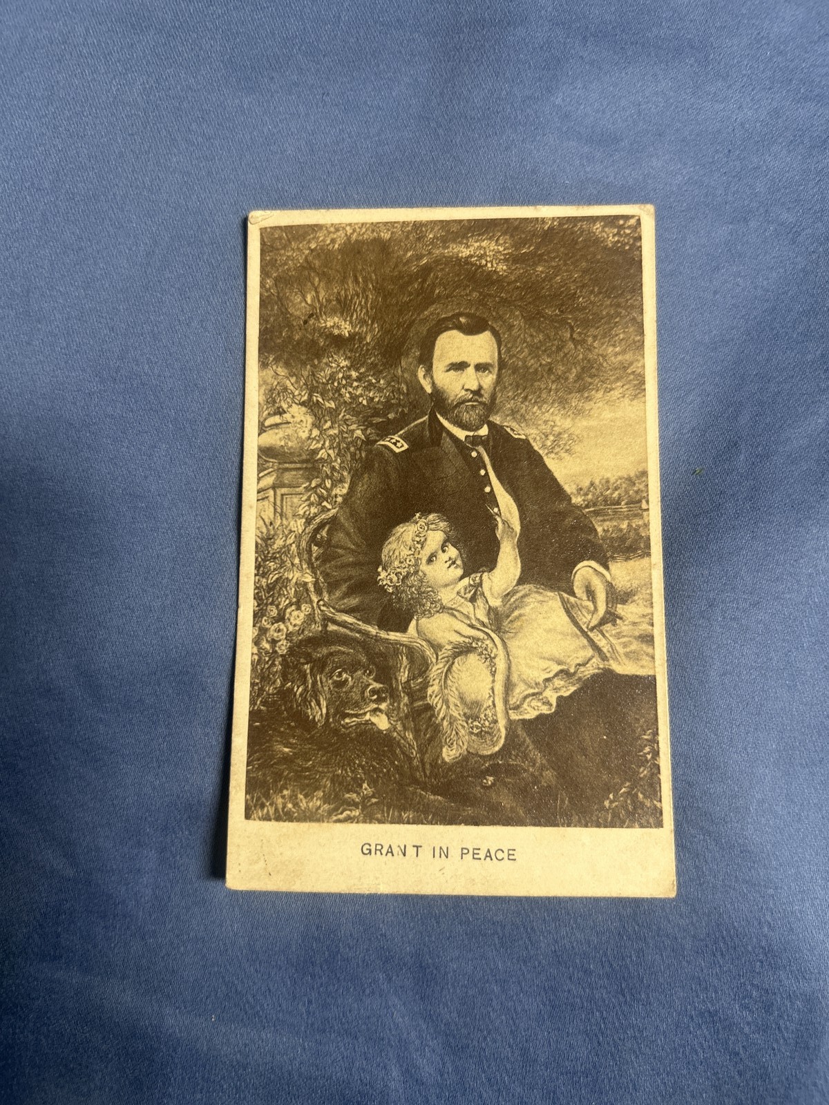 Antique CDV Grant in Peace Ulysses S Grant Daughter Nellie Dog 1866 Inscribed