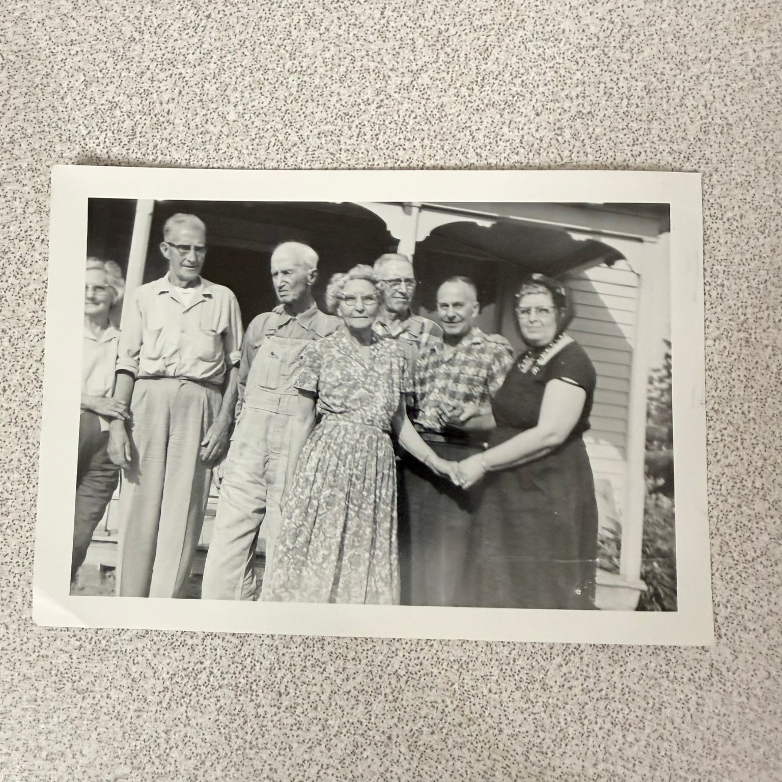 Group Family Portrait 1940s 1950s Snapshot Photograph Vintage Americana