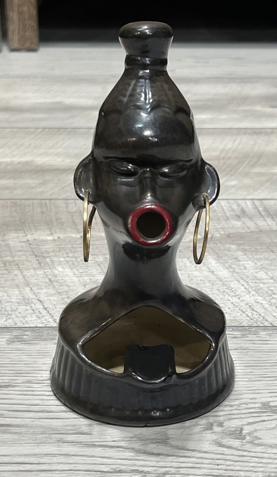Vtg 1950\'s Smoking Zulu Lady Barsony Style Ceramic Ashtray Mid Century Modern