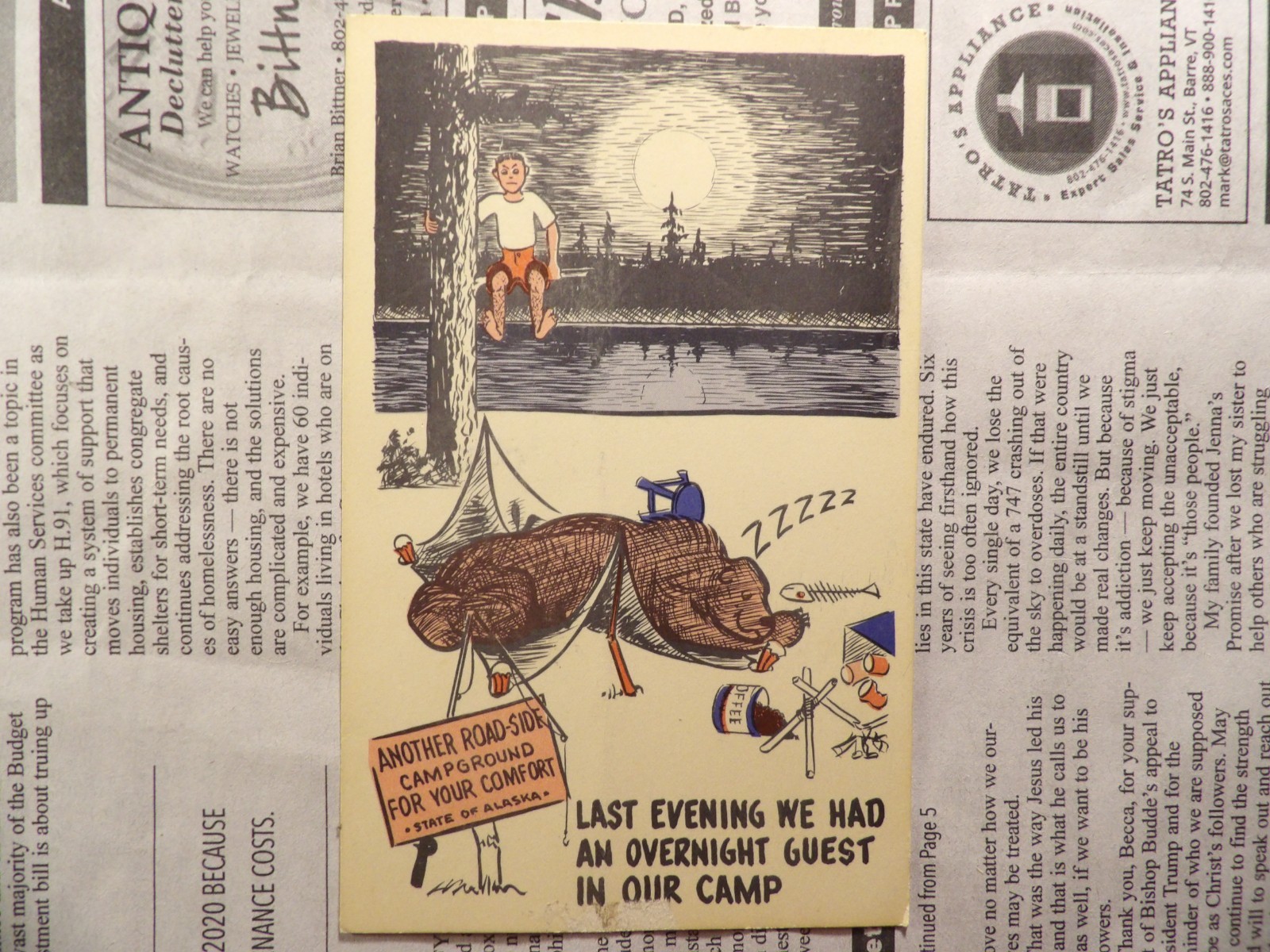 Alaskan Postcard Comics Kenart Decals Fairbanks Alaska Postcard