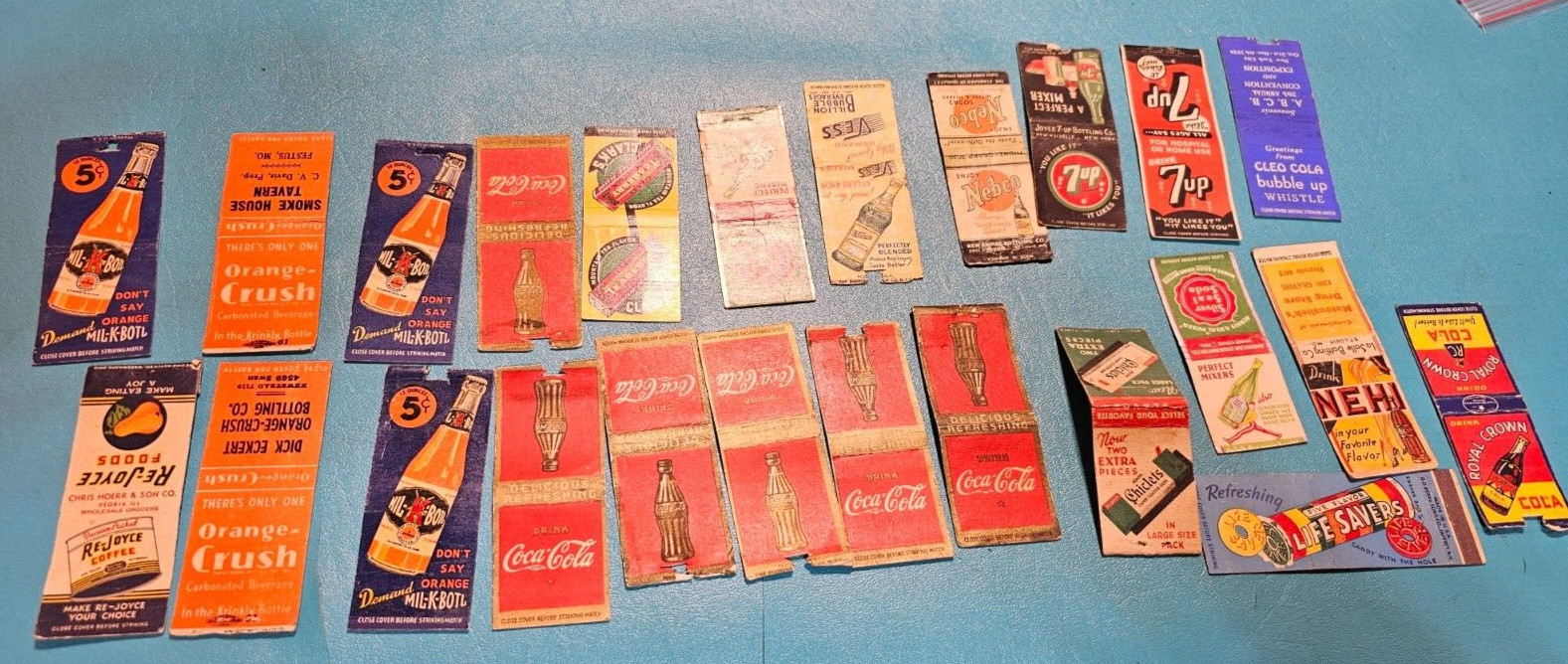 VINTAGE SODA ADVERTISING MATCHBOOK Lot Orange Crush CLEO COLA COCA Many Rare