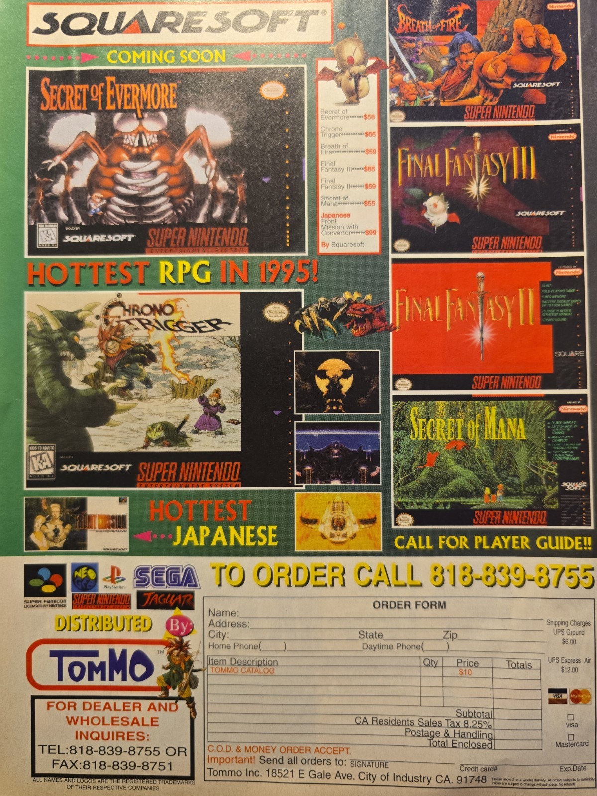 Square Soft SNES RPG Lot Chrono Trigger Final Fantasy III Magazine Ads & Guides