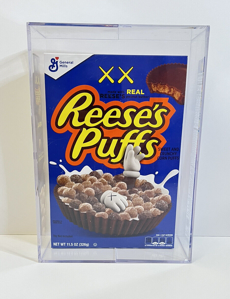 General Mills Kaws X Reese's Puffs Cereal Limited Edition Blue Box Sealed w Case