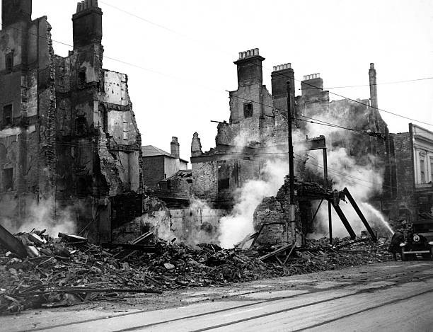 Air raid on Southampton United Kingdom circa 1940 Historic Old Photo