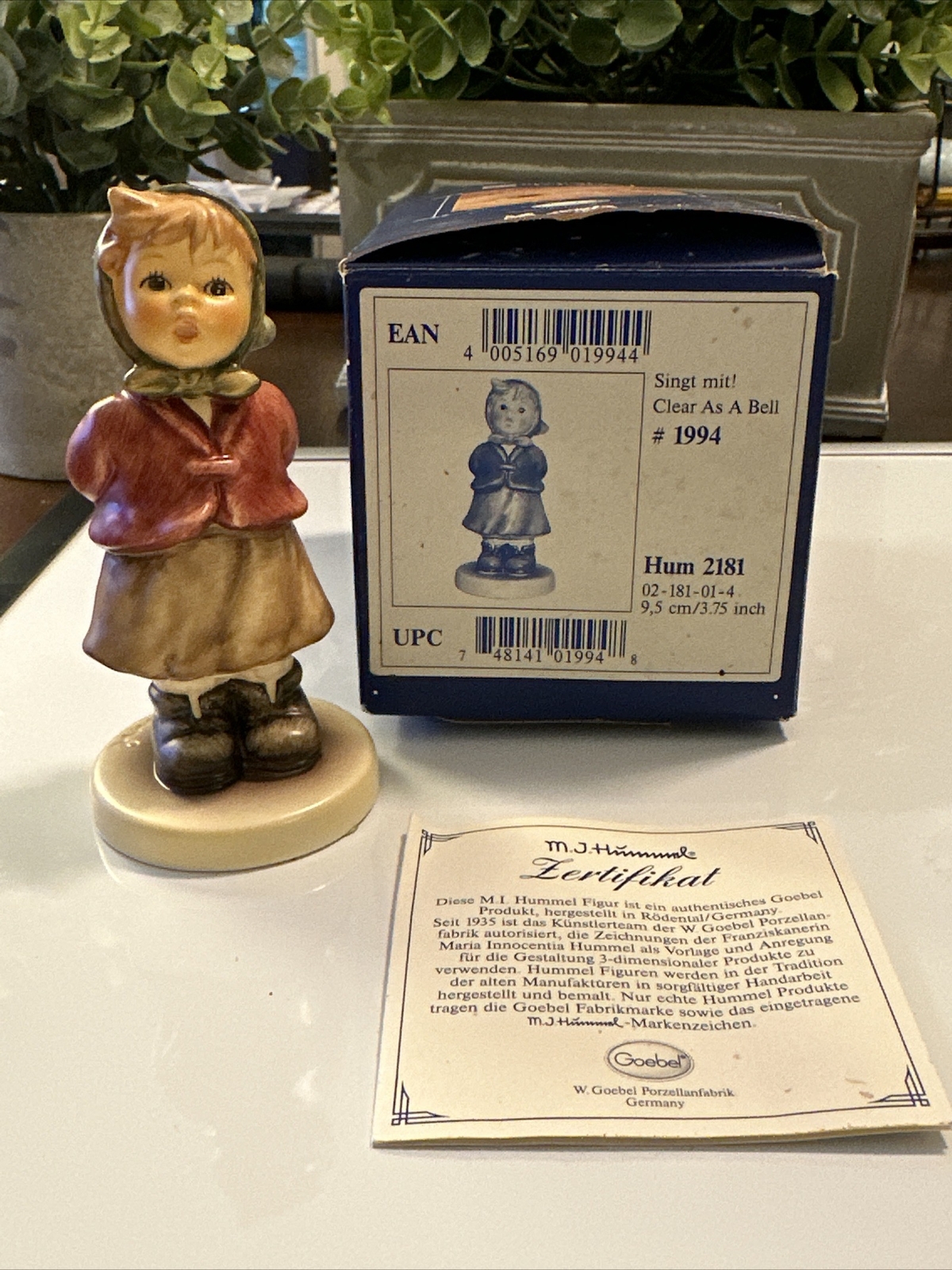 Hummel Figurine 1994 2181 Clear as a Bell Girl Mint in Box 3 3/4