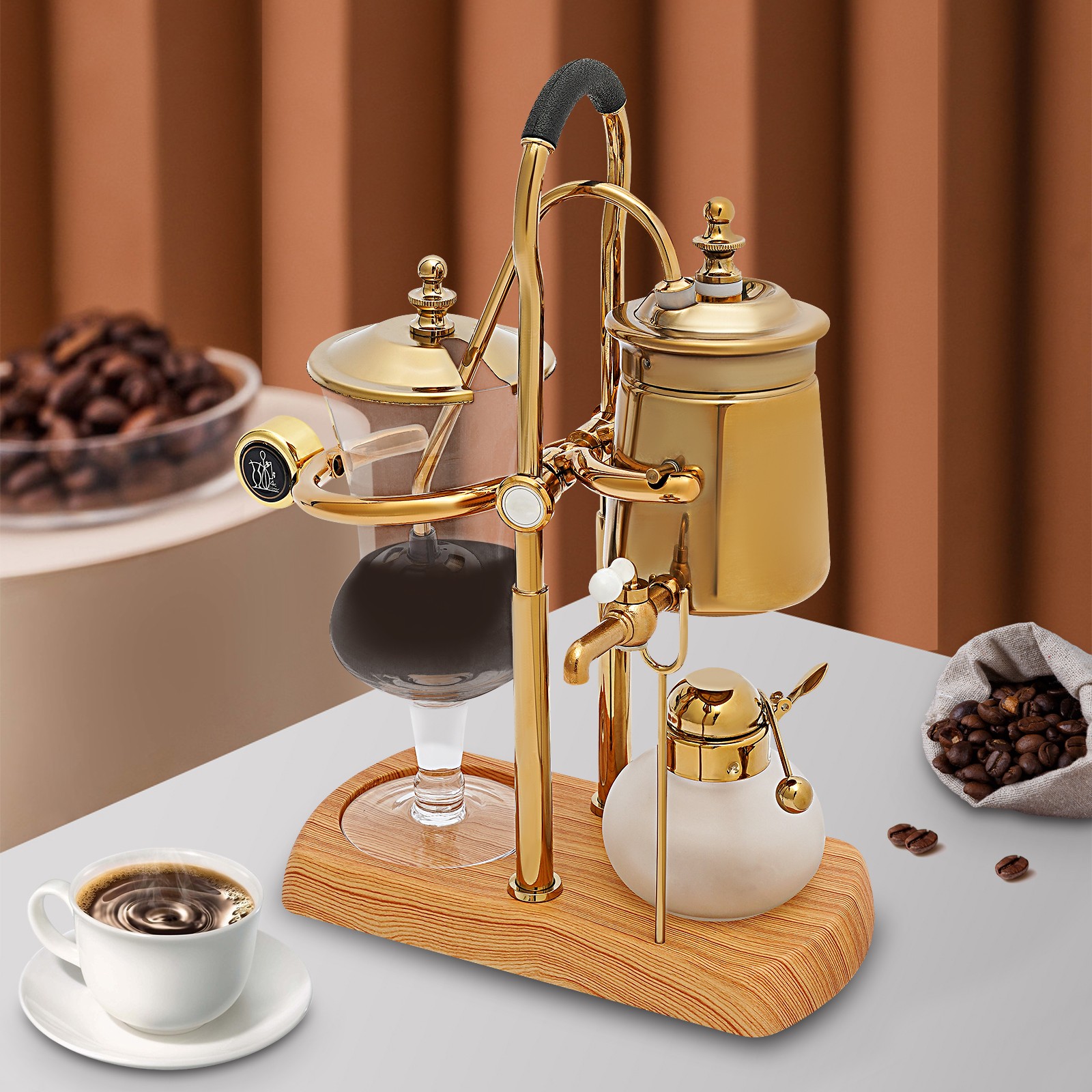 15OZ Royal Belgian Belgium Balance Syphon Coffee Maker Siphon Brewer Golden