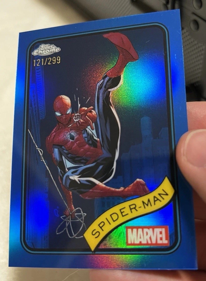 2025 Topps Chrome Marvel SPIDER-MAN BLUE REFRACTOR COLOR MATCH /299