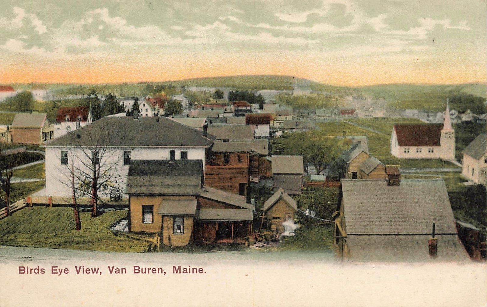 1909 MAINE POSTCARD: AERIAL VIEW OF VAN BUREN, ME
